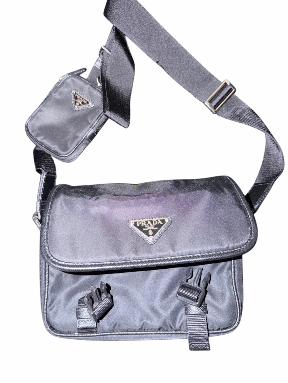 Prada Black Nylon Messenger Bag with Adjustable Strap